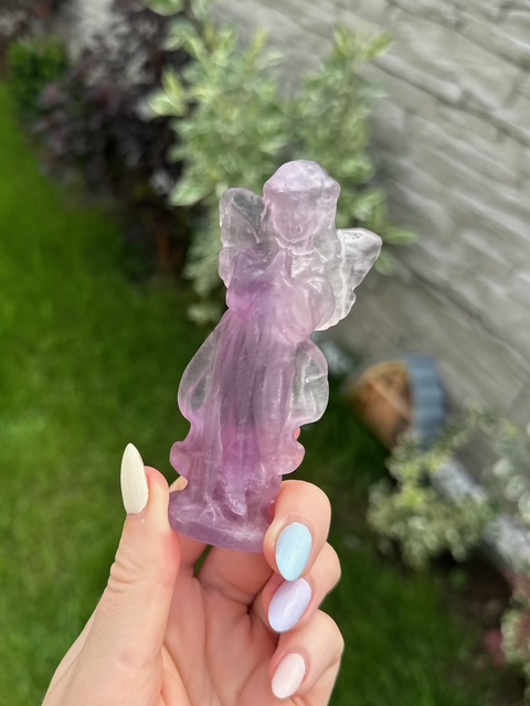 Fluorit Anděl pomoci, světle fialkovozelený fluorit